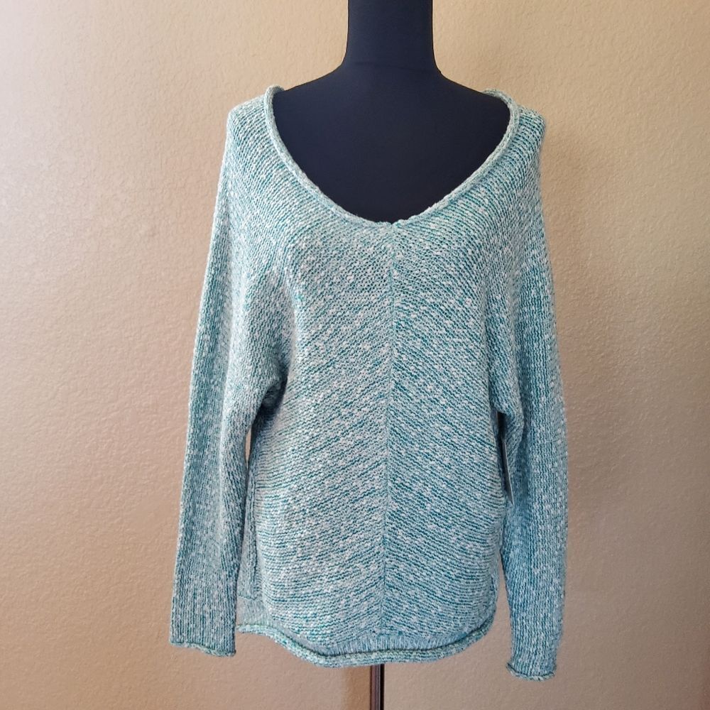 Free People Pullover Chunky Tunic Sweater Size S Blue New